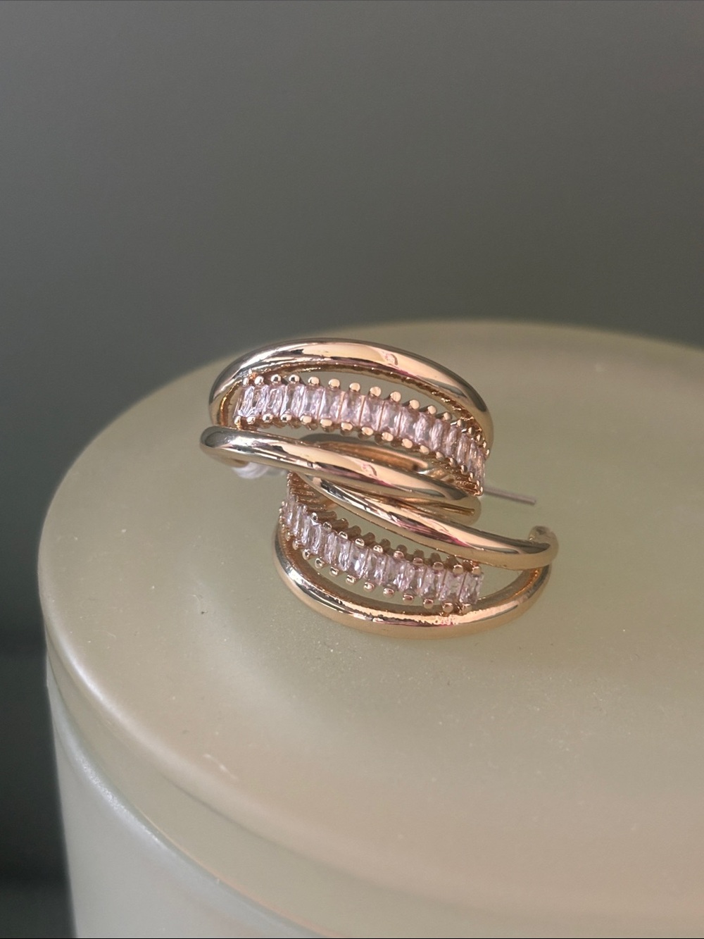 Elegant Gold-Tone Crystal Huggie Earrings